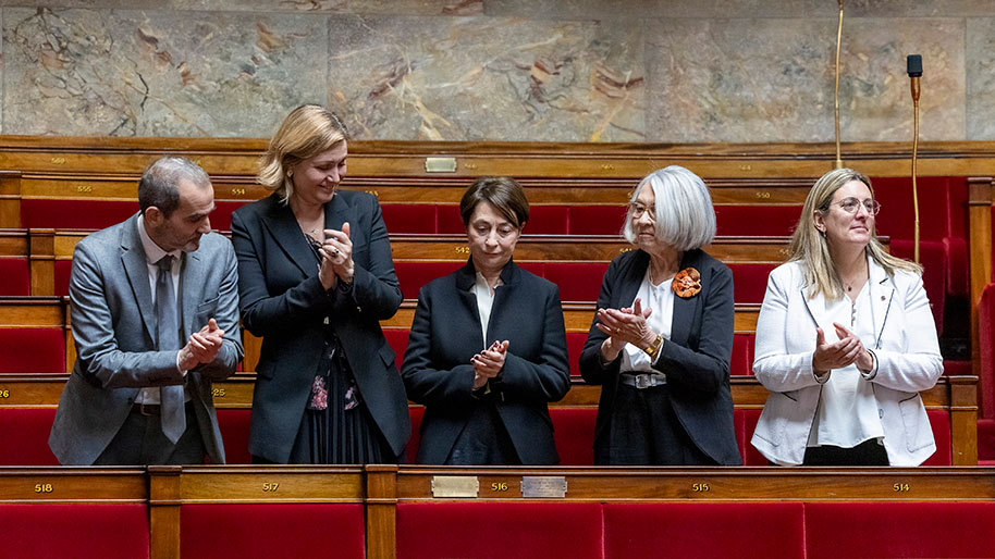 Hommage &agrave; Pierre B&eacute;r&eacute;govoy - Apposition d'une plaque dans l'h&eacute;micycle