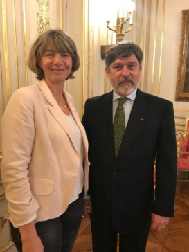 Mme Anne Blanc, députée de l'Aveyron, présidente du groupe d’amitié France-Brésil et M. Paulo Cesar de Oliveira Campos, ambassadeur du Brésil en France