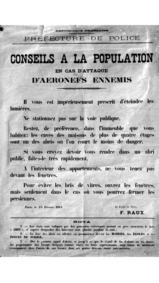 affiche: conseils en cas d'attaque par des "aéronefs ennemis"